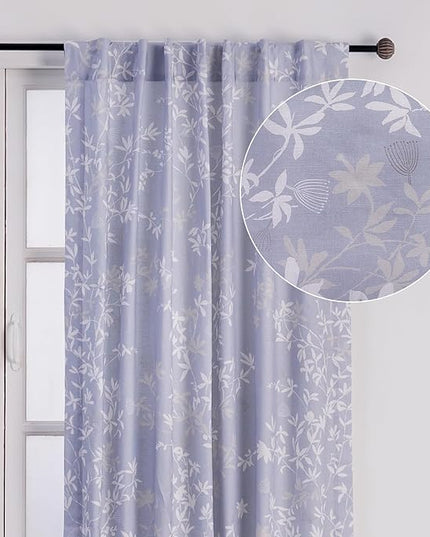 Maison d' Hermine Curtains for Living Room 100% Cotton 84 inch Length One Panel Light Filtering Curtains for Bedroom Windows with Rod and Loop Pockets Drapes (Louxor Blue, 50" W x 84" L)