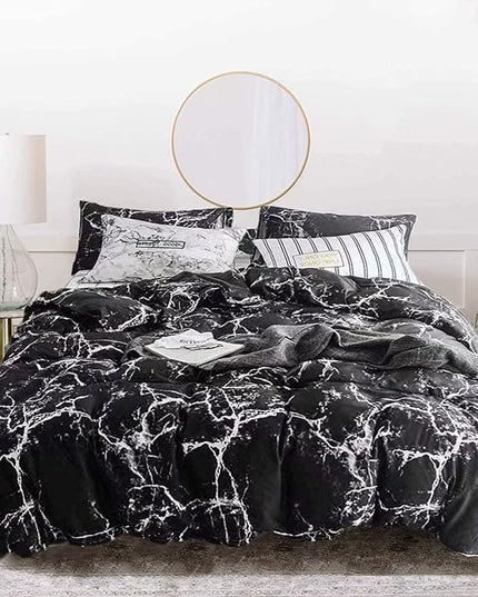Houseri Black Marble Comforter Set California King Black and White Bedding Comforter Sets Cal King Size Black Grey Comforters Aesthetic Striped Black California King Size Comforter Sets Comfy Soft