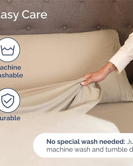 Split King Size 5 Piece Sheet Set - Comfy Breathable & Cooling Bed Sheets Set - Hotel Luxury Bedding for Women, Men, Kids, Teens, Boys & Girls - Deep Pockets, Soft and Wrinkle Free - Oeko-Tex - Cream