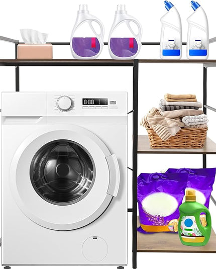 3 Tier Bathroom Washer Dryer Storage Shelf, 43.3×23.6×44.1In Washing Machine Storage Utility Rack, Space Saving Shelving Units Clothes Dryers Shelf for Laundry Room, Balcony
