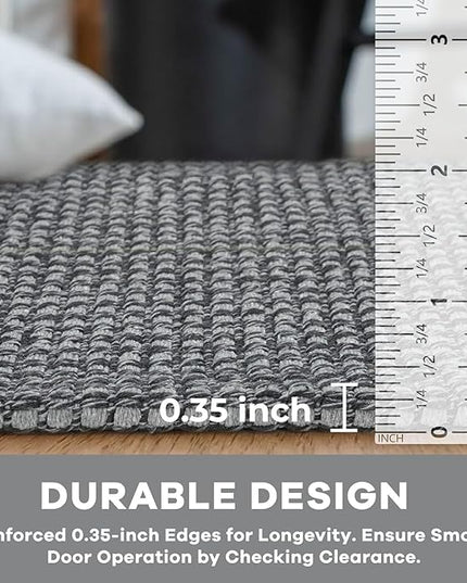 KOZYFLY Extra Long Runners for Hallways 3x14 ft Washable Kitchen Runner Non Slip Rubber Backed Hallway Rug Cotton Entryway Runner Rug Floor Carpet for Indoor Hall, Kitchen, Stair, Grey/Dark Grey