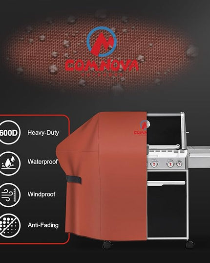 Comnova Grill Cover 75 Inch - 600D BBQ Cover for Outdoor Grill Heavy Duty and Waterproof, Large Barbecue Gas Grill Covers for Weber, Char-Broil, Nexgrill, Monument, Dyna-glo, Brinkmann and More
