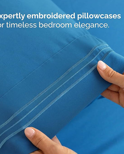 Twin Size 3 Piece Sheet Set - Comfy Breathable & Cooling Bed Sheets Set - Hotel Luxury Bedding for Women, Men, Kids, Teens, Boys & Girls - Deep Pockets, Soft and Wrinkle Free - Oeko-Tex - Denim Blue