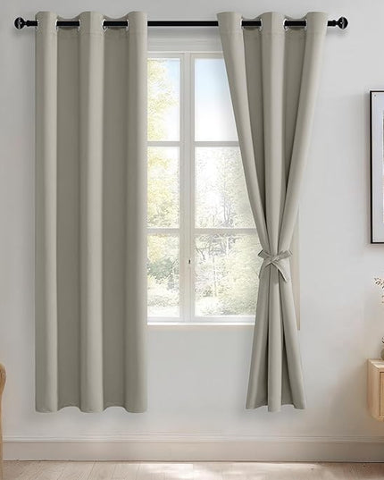 JIUZHEN Sliver Grey Blackout Curtains for Bedroom - Light Blocking and Noise Reducing Grommet Curtains for Living Room Darkening Curtains, Set of 2 Window Curtain Panels, 38 x 72 Inch Length