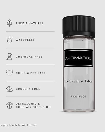 Aroma360 - The Sweetest Taboo Fragrance Oil Scent - Luxury Aromatherapy Scent Diffuser Oil - Hints of Lemon Crème, Pomegranates, & Raspberries - for Essential Oil Diffusers - for Home & Office - 50mL