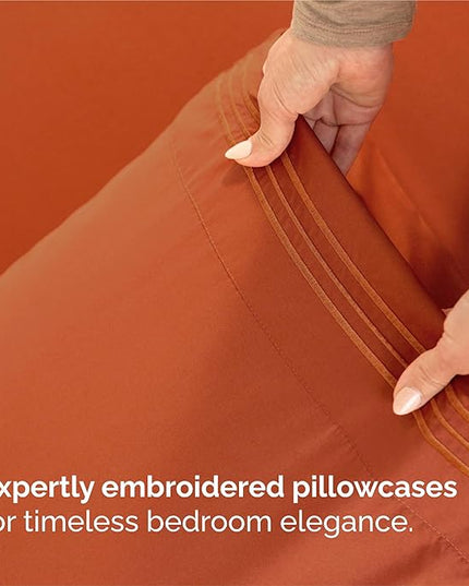 King Size 4 Piece Sheet Set - Comfy Breathable & Cooling Bed Sheets Set - Hotel Luxury Bedding for Women, Men, Kids & Teens - Deep Pockets, Easy-Fit, Super Soft & Wrinkle Free - Oeko-Tex - Terracotta