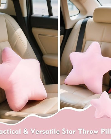 Small Star Throw Pillows for Bed, Decorative Throw Pillows for Couch Livingroom,15" Pink Pillows Aesthetic Cute Floor Pillow with Soft Plush for Sofa Bedroom Kids Xmas Gift (Pink)