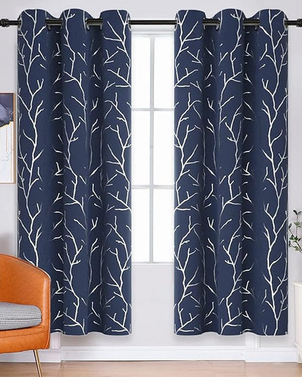 BUHUA Blackout Curtains 72 Inches Long, Blue for Living Room, Room Darkening Thermal Insulated, Decorative Modern Sun Blocking for Bedroom, Navy Blue, 42W x 72L