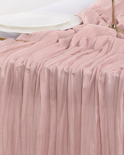 Socomi10pcs Pink Cheesecloth Table Runner Boho Rustic Gauze Dusty Pink Christmas 120 inch 10FT Cheese Cloth Runner for Wedding Party Baby Shower Birthday Home Decor Holiday Decorations