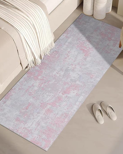Modern Abstract 2x6 Runner Rug Washable Non Slip Stain Resistant Rug for Hallway Kitchen Bedroom Non Shedding Low Pile Indoor Floor Cover,Grey Pink
