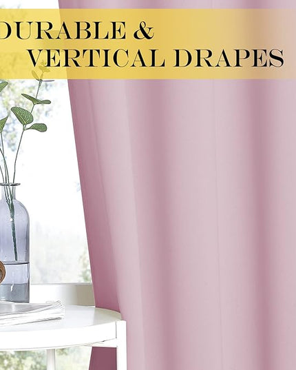 NICETOWN Bedroom Curtain Room Darkening Drapery - Home Fashion Microfiber Thermal Insulated Solid Grommet Room Darkening Curtain for Kitchen (Lavender Pink, 1 Panel, 52 inches Wide by 72 inches Long)