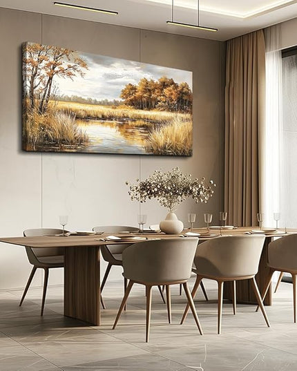 ERQINHUA Large Canvas Printing Picture Wall Decor Painting Wall Art For Living Room Dining Room Decoration Lake Surface Landscape Painting Farmhouse Bedroom Office Mural Artwork Home Decor 24x48 In