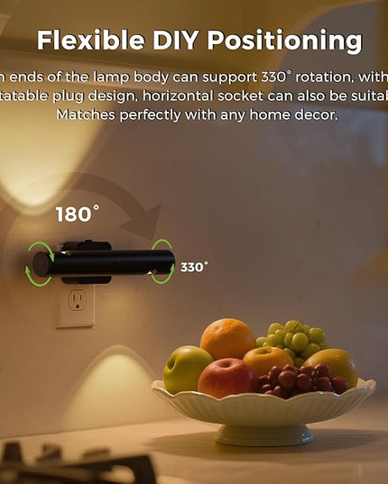 L LOHAS LED Night Light, Night Lights Plug into Wall, Auto Light Sensor 180° Rotating[1-Pack], Brightness Adjustable 0-100Lm, Soft White 3000K, Modern Nightlights for Bathroom, Hallway