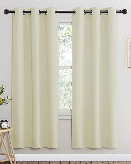 NICETOWN Beige Bedroom Curtains 72 inches Long, Grommet Room Darkening Thermal Insulated Window Treatment Room Darkening for Bedroom/Home Office, 2 Panels, W37 x L72