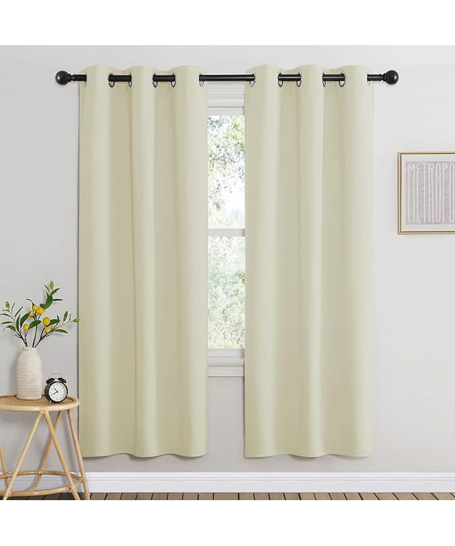 NICETOWN Beige Bedroom Curtains 72 inches Long, Grommet Room Darkening Thermal Insulated Window Treatment Room Darkening for Bedroom/Home Office, 2 Panels, W37 x L72