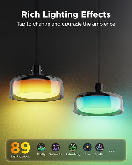 Govee Pendant Light for Kitchen Island, Three-Layer RGBIC Smart Lighting, Matter Compatible, 1300LM 2700K-6500K Dimmable Black Hanging Light Fixture Works with Alexa, Adjustable Height for Dining Room