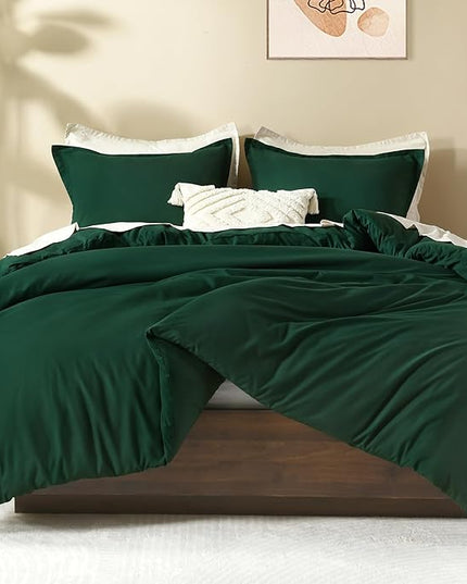 Litanika Dark Emerald Green Comforter California King Size, 3 Pieces Cal King Lightweight Solid Bedding Comforter Set, All Season Fluffy Bed Set (104x96In Comforter & 2 Pillowcases)