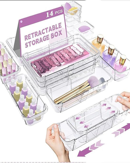 Expandable Drawer Management Systems With Adjustable ABS Materials Storage Tray For Home Organization Expandable Storage Tray