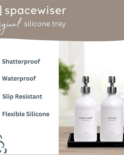 Countertop and Vanity Tray - 2 PC Small 7.7" Silicone Bathroom Trays, Kitchen Soap Tray, Dish Sponge Soap Holder Kitchen Sink Organizer Caddy, Bathroom Counter Trays for Lotion Dispenser