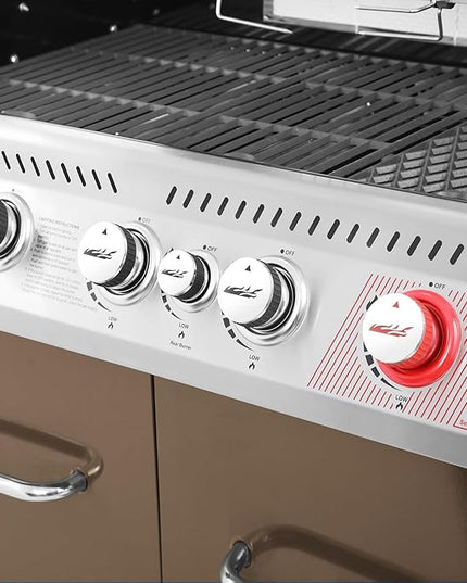 Royal Gourmet GA5403C 5-Burner Propane Gas Grill with Side Burner & Warming Rack, Outdoor BBQ Grill with 74,000 BTUs Output & 738 Sq. in. Cooking Area for Outdoor Barbecue, Coffee