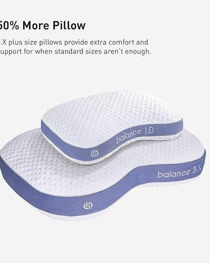 Bedgear Balance 3.X Cuddle Curve Performance Pillow – Extra Large Moisture Wicking Pillow for Sleeping, Lounging, Watching TV – Washable and Removable Cover – Pillowcase Included