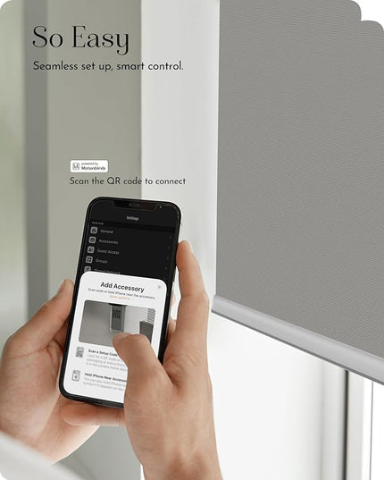Graywind Smart Roller Shades 100% Blackout Window Blinds with APP Control Customized Automatic Shades for Home and Office(34" Wx72 H,Grey)