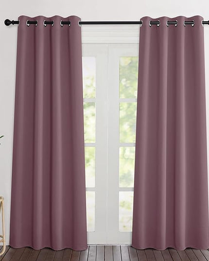 NICETOWN Dry Rose Blackout Curtains 84 inch Length 2 Panels, Grommet Thermal Insulated Window Treatments Light & Sound Reducing Drapes for Living Room/Bedroom, W46 x L84