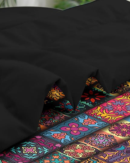 Comforter Set King Size, Colorful Vintage Floral 7 Pcs Bedding for Kids and Adults, Mandala Bohemian Flower Bed Sheet Sets with Fitted Sheet 2 Pillowcases & 2 Shams for Bedroom Bed Decor