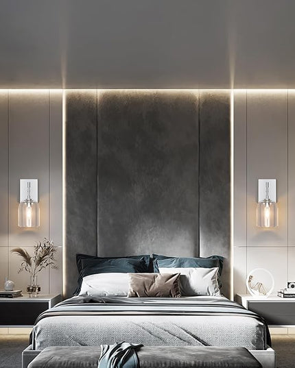 Modern Crystal Wall Sconces Indoor Chrome Wall Lamp Vanity Wall Lighting for Bathroom Bedroom Living Room Stair（1Pack）