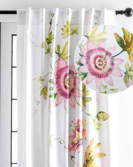 Maison d' Hermine Curtains for Living Room 100% Cotton 96 inch Length One Panel Light Filtering Curtains for Bedroom Windows with Rod and Loop Pockets Drapes (Passion White, 50" W x 96" L)