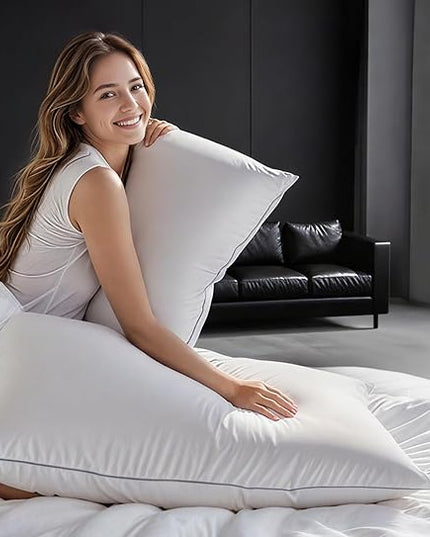 Canadian Goose Down Pillows Queen Size Set of 2,80% Goose Down and 20% Goose Feathers Goose Feathers,1650+ Fill Power White Down Pillow with 800 Thread Count Cotton Shell (White 20"x30" 2 Pack)