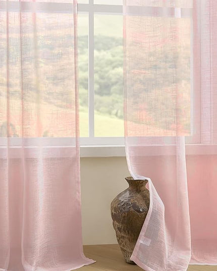 Joydeco Sheer Curtains 96 Inches Long, Beige Curtains for Living Room 2 Panels Set, Window Curtains Privacy Assured with Light Filtering(W52 x L96 Inch,Tapioca)