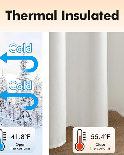 MIULEE 90 Inches Velvet Pure White Elegant Grommet Thermal Insulated Soundproof Room Darkening/Drapes for Classical Living Room Bedroom Decor 52 x 90 Inch Set of 2
