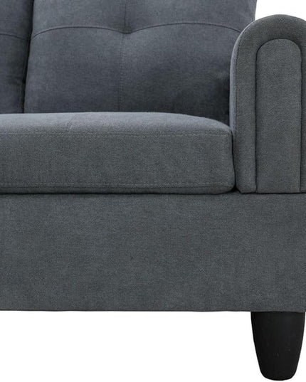 Dark Grey 3 Piece Sectional Sofa Set L Shaped Flannel Couch with Storage Ottoman Modern Upholstered Sofa for Living Room Office
