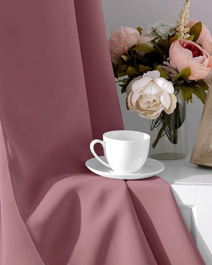 HOMEIDEAS Mauve Blackout Curtains for Bedroom 52 X 63 Inch Length 2 Panels Set Room Darkening Bedroom Curtains, Soundproof Thermal Grommet Window Curtains for Living Room