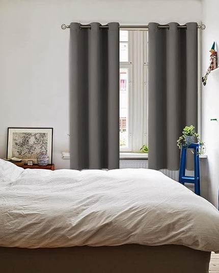 BGment Blackout Curtains for Bedroom - Grommet Thermal Insulated Room Darkening Curtains for Living Room, Set of 2 Panels (42 x 63 Inch, Grey)