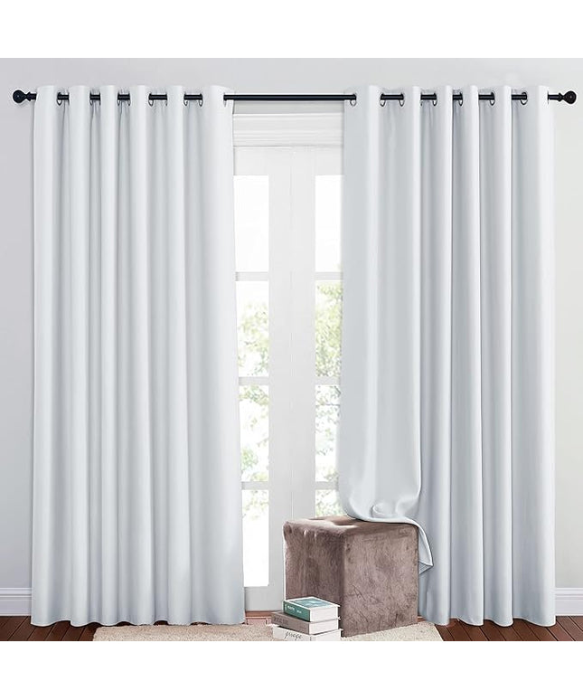 NICETOWN Room Darkening Slding Glass Curtain Panels - Window Treatment Thermal Insulated Grommet Light Blocking Drapes for Bedroom/Home Office (2 Panels, 80 by 84, Greyish White)