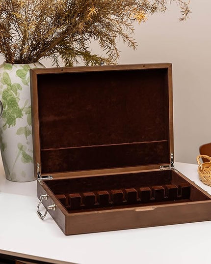 Silverware Storage Box with Lid, Flatware Storage Case with Handle, Silverware Chest Boxes for Flatware Organizer for Silver