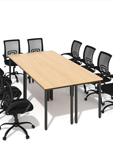 Bonzy Home 8FT Conference Table with Chairs Set, 94.4"x47.2"x29.5" Tables & 10Pcs Office Chairs, Meeting Room Study Printer Podcast Seminar Table Set for 10 People, Natural