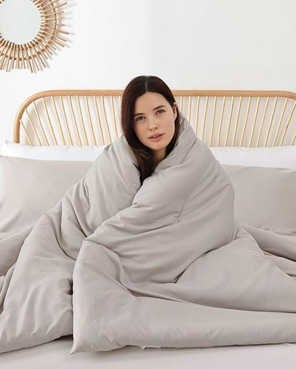 ROSGONIA California King Comforter Set Linen Grey, 3pcs (1 Boho Gray Cal King Comforter & 2 Pillowcases), All Season Soft Bedding Blanket Quilts