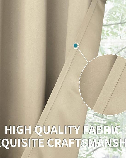 BGment Room Darkening Curtains for Bedroom - Grommet Thermal Insulated Window Treatments Light Blocking Curtains for Living Room, Set of 2 Panels, Each 46 x 84 Inch, Beige