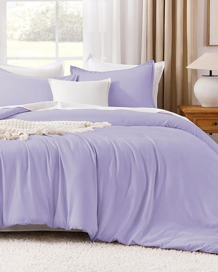 Litanika Lavender Comforter Twin/Twin XL Size, 2 Pieces Boho Lightweight Solid Bedding Comforter Set, All Season Fluffy Bed Set (66x90In Comforter & 1 Pillowcase)