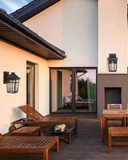Darkaway Outdoor Sconce Lights Wall Light Fixtures, Front Porch Light Outdoor Wall Anti-Rust Waterproof Aluminum with Glass Exterior Light Fixture for Patio, Yard, Doorway, Garage(2 Pack, Black)