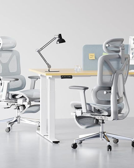 FLEXISPOT ErgoX Premium Ergonomic Office Chair with Footrest- Adjustable 3D Armrests, Dynamic Lumbar Support, Recline & Tilt Function, Mesh Seat, for Home & Office Use,Blue