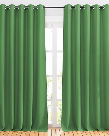 NICETOWN Room Darkening Curtains for Room Divider, Grommet Thermal Curtains Light & Sound Reducing Window Treatments for Sliding Glass Door, W66 x L110, Forest Green, 2 Panels