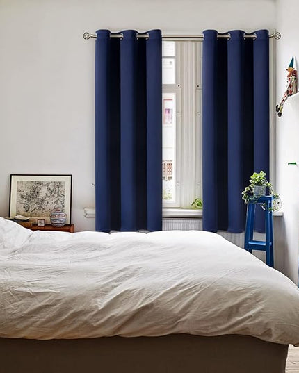 BGment Blackout Curtains for Living Room - Grommet Thermal Insulated Room Darkening Curtains for Bedroom, Set of 2 Panels (42 x 72 Inch, Navy Blue)