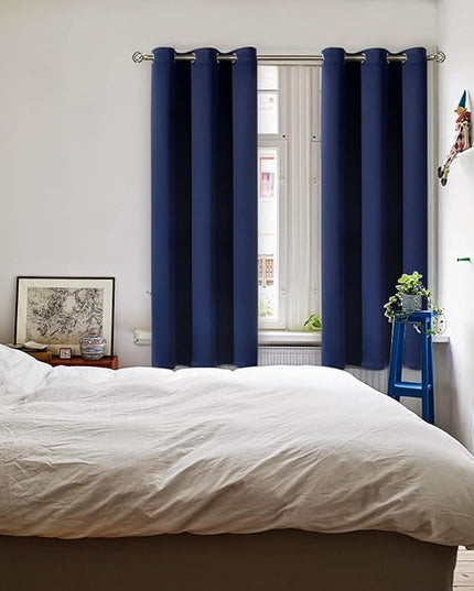 BGment Blackout Curtains for Bedroom - Grommet Thermal Insulated Room Darkening Curtains for Living Room, Set of 2 Panels (38 x 63 Inch, Navy Blue)