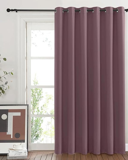 NICETOWN Wide Curtain 84 inch Length for Living Room, Grommet Thermal Insulated Blackout Room Divider Curtain Sound Proof Light Blocking for Patio/French Door (Dry Rose, 1 Panel, W80 x L84)