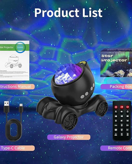 ENOKIK Star Projector, Galaxy Projector Built-in Bluetooth Speaker and 8 White Noise, Night Light for Kids Adults, Aurora Nebula Lamp for Home Decor/Relaxation/Party/Music/Gift (Black)