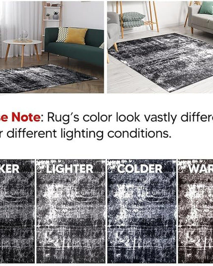 Keen Home Design Area Rugs - 3x5 Non-Shedding, Abstract Rugs for Kitchen, Living Room, Bedroom, Dining Room, Entryway - Size: 3' x 5', Abstract Black